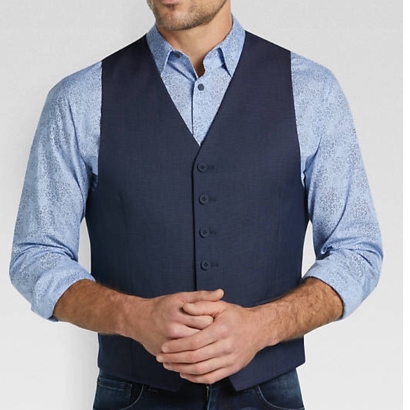 Joseph Abboud Blue Linen Vest Size 